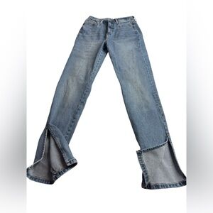 Fashion Nova Light Blue Flare Jeans with Split Hem